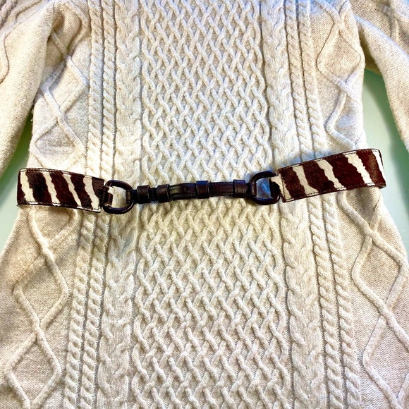 Vintage Talbots Brown and White Animal Print Belt 33-35" - Picture 1 of 9